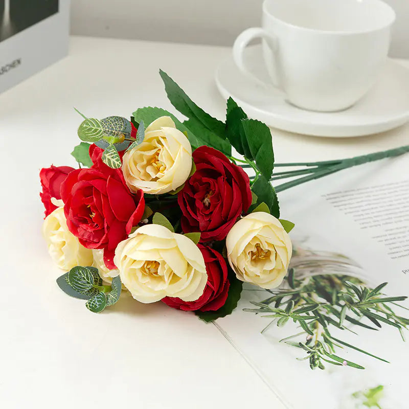 Artificial Rose and Peony Bouquet for Home Decor
