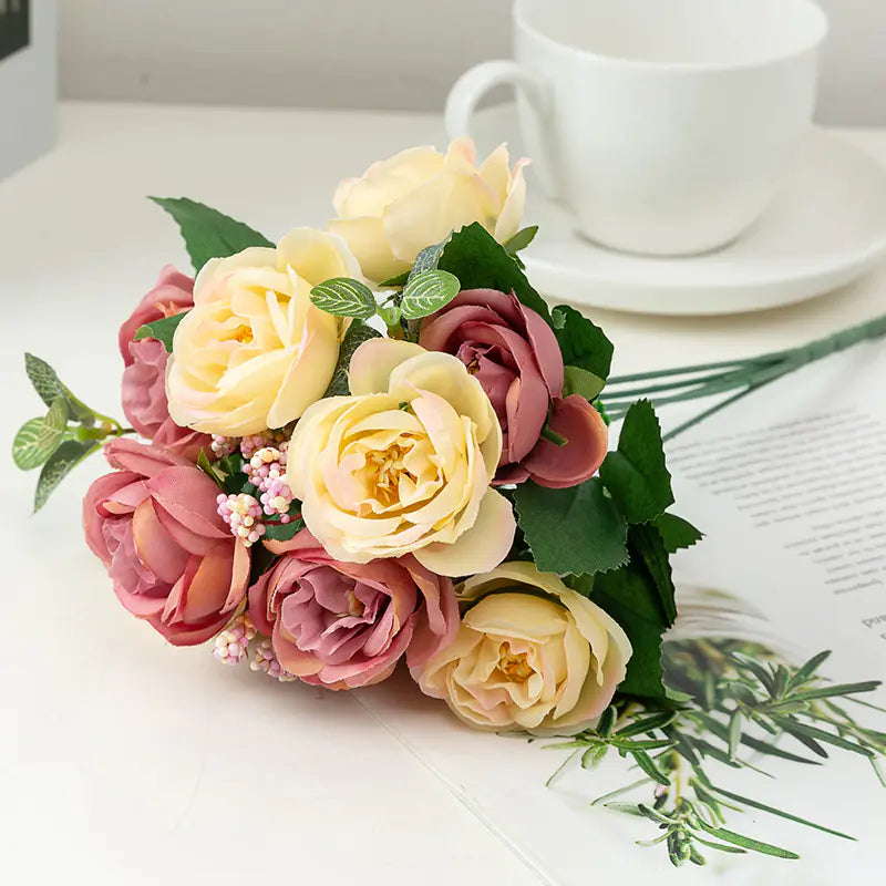 Artificial Rose and Peony Bouquet for Home Decor