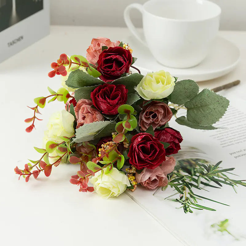 Artificial Rose and Peony Bouquet for Home Decor