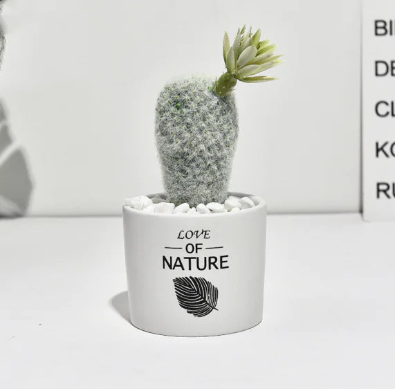 Mini Faux Cactus Plant Pot - Nordic Green Decor
