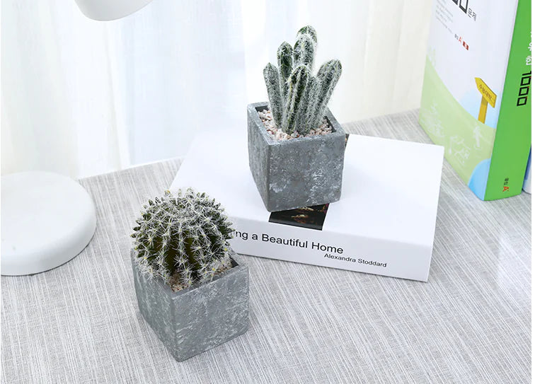 Realistic Mini Plastic Plant Pots - Cactus & Aloe Decor